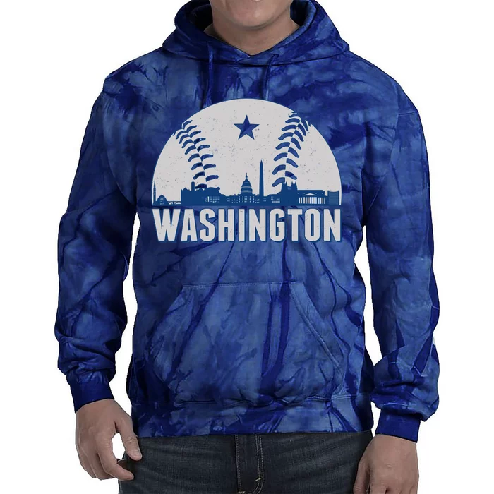 Washington DC Baseball Skyline Tie Dye Hoodie