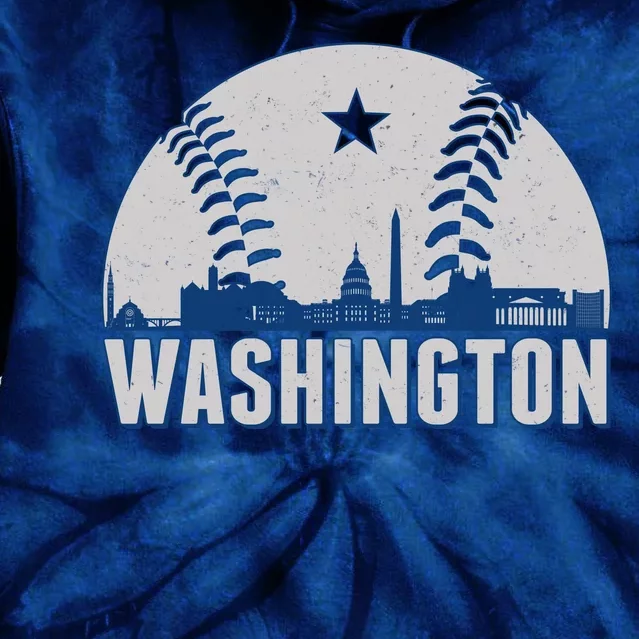 Washington DC Baseball Skyline Tie Dye Hoodie