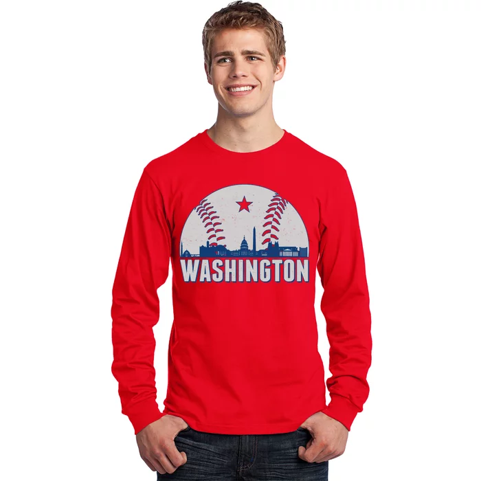 Washington DC Baseball Skyline Long Sleeve Shirt