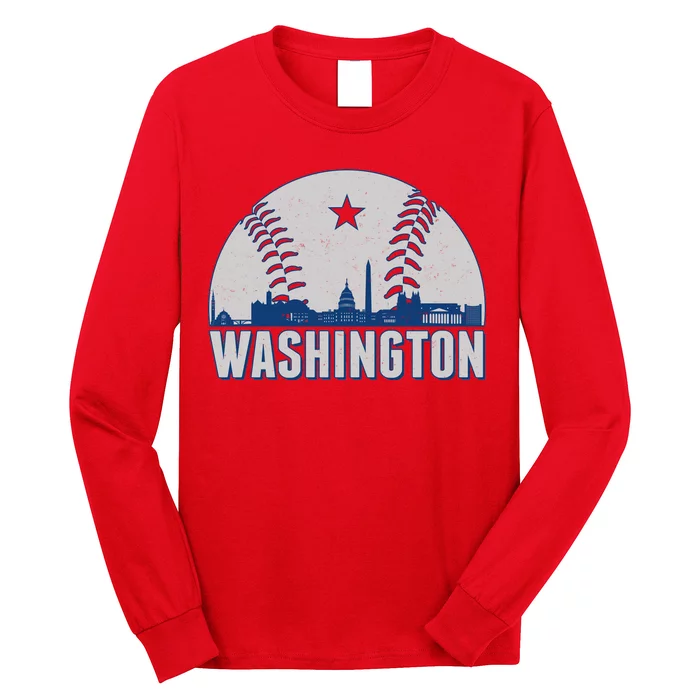 Washington DC Baseball Skyline Long Sleeve Shirt