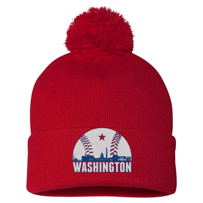 Washington DC Baseball Skyline Pom Pom 12in Knit Beanie