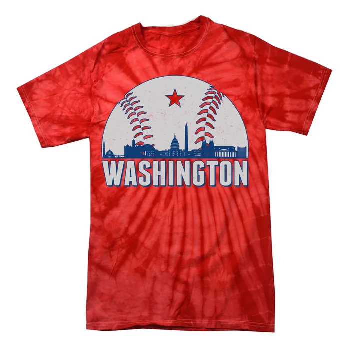 Washington DC Baseball Skyline Tie-Dye T-Shirt