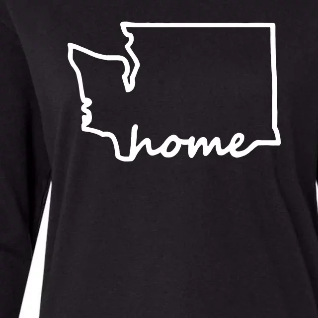 Washington Home State Map Womens Cotton Relaxed Long Sleeve T-Shirt