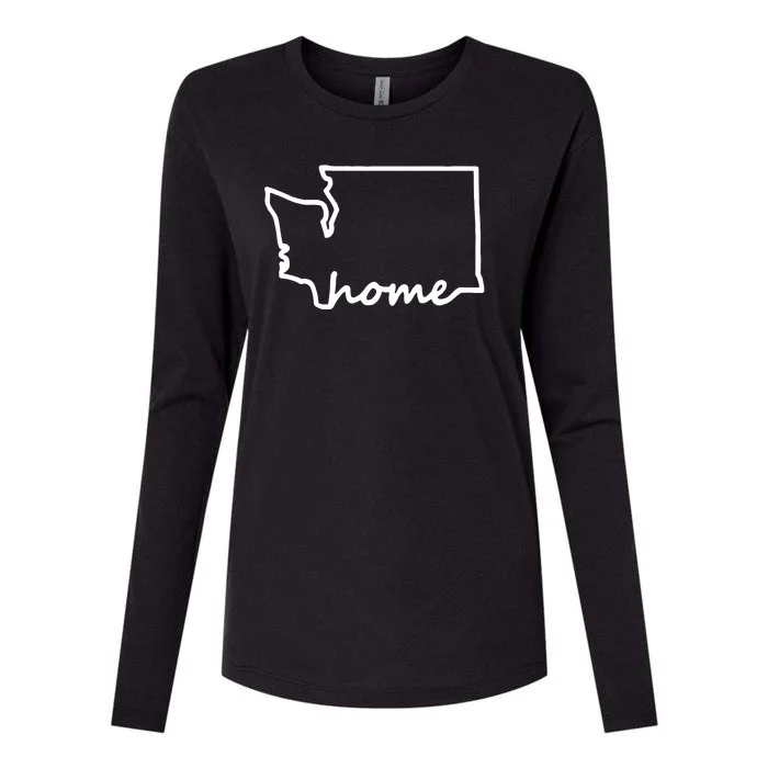 Washington Home State Map Womens Cotton Relaxed Long Sleeve T-Shirt