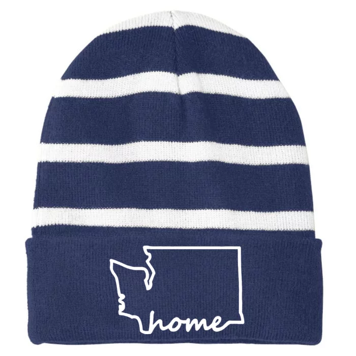 Washington Home State Map Striped Beanie with Solid Band