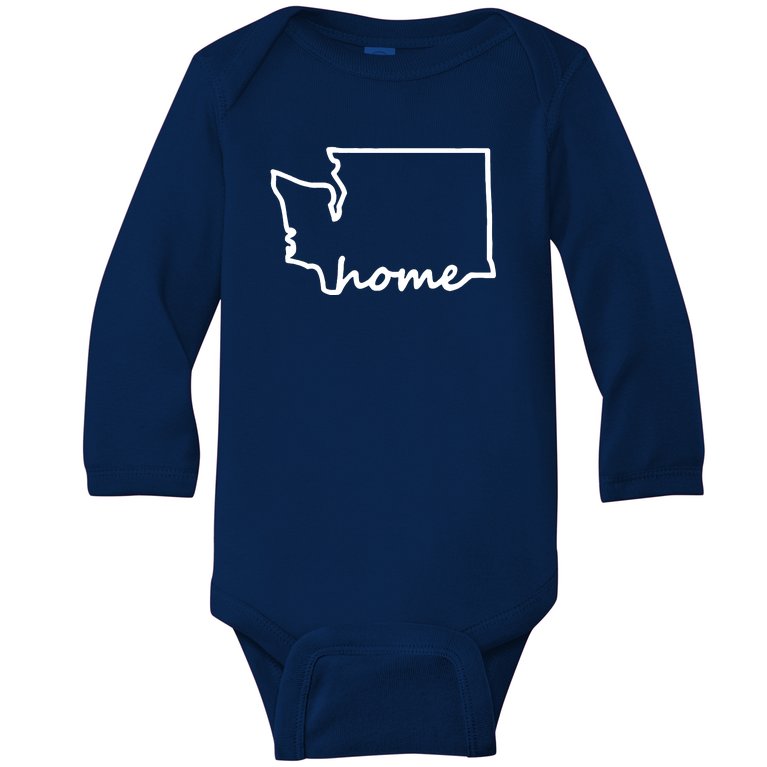 Washington Home State Map Baby Long Sleeve Bodysuit