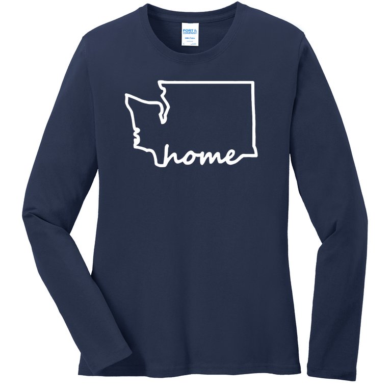 Washington Home State Map Ladies Missy Fit Long Sleeve Shirt