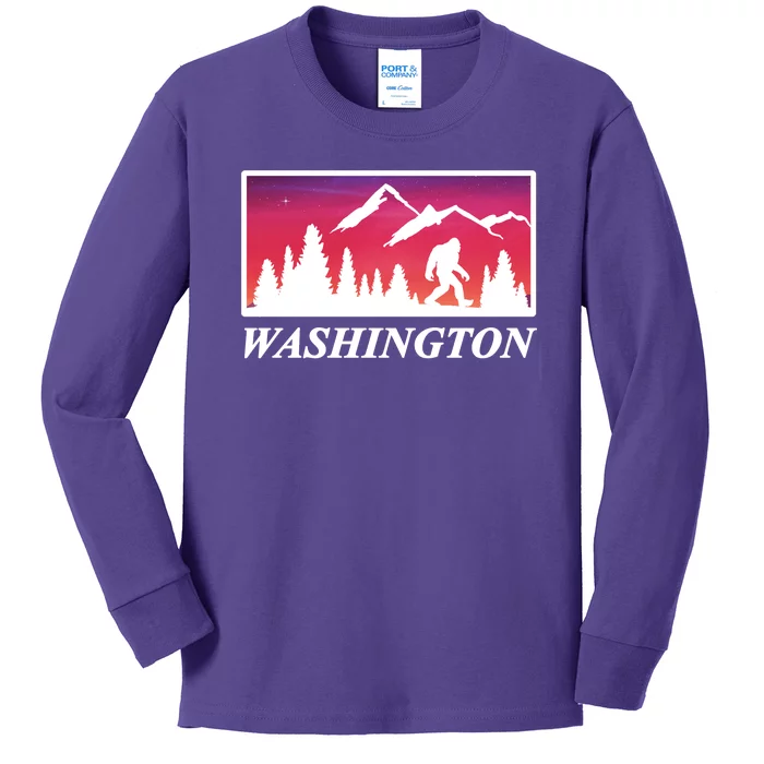 Washington Pacific Northwest Big Foot Kids Long Sleeve Shirt