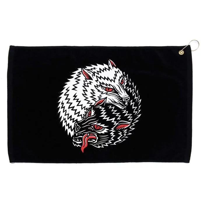 Wolves American Traditional Tattoo Trendy Old School Flash Grommeted Golf Towel