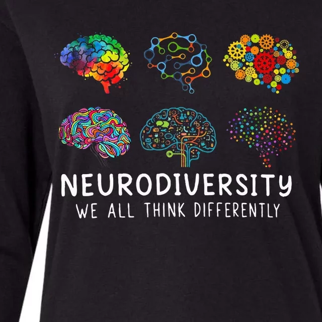 We All Think Differently Brain Autism Neurodiversity Womens Cotton Relaxed Long Sleeve T-Shirt