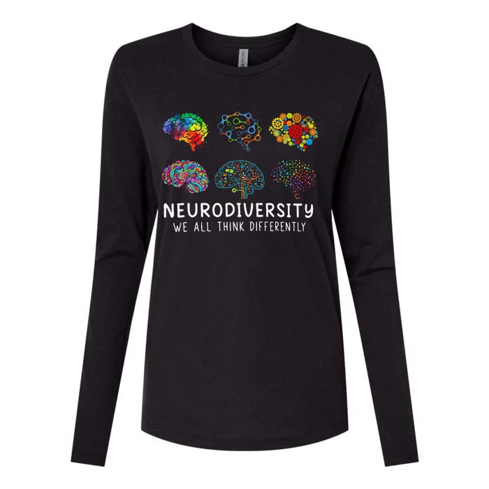 We All Think Differently Brain Autism Neurodiversity Womens Cotton Relaxed Long Sleeve T-Shirt