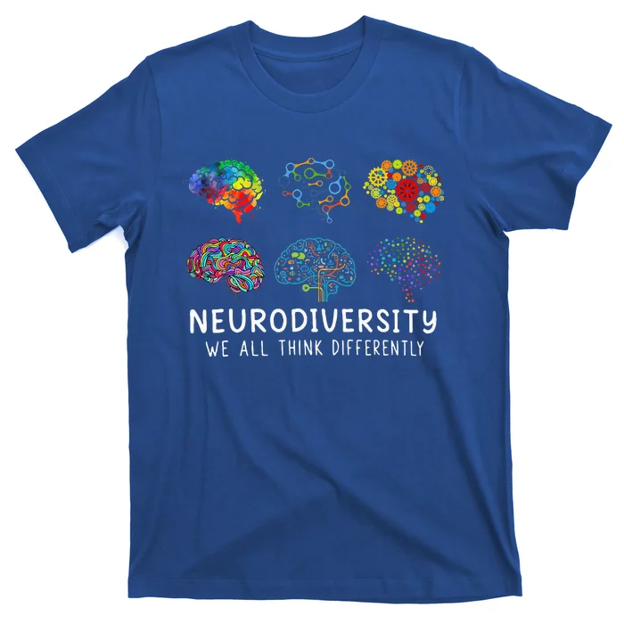 We All Think Differently Brain Autism Neurodiversity T-Shirt