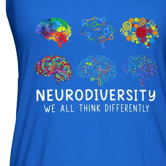 We All Think Differently Brain Autism Neurodiversity Ladies Essential Flowy Tank