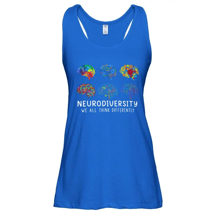 We All Think Differently Brain Autism Neurodiversity Ladies Essential Flowy Tank