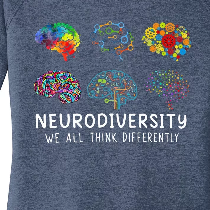 We All Think Differently Brain Autism Neurodiversity Women's Perfect Tri Tunic Long Sleeve Shirt