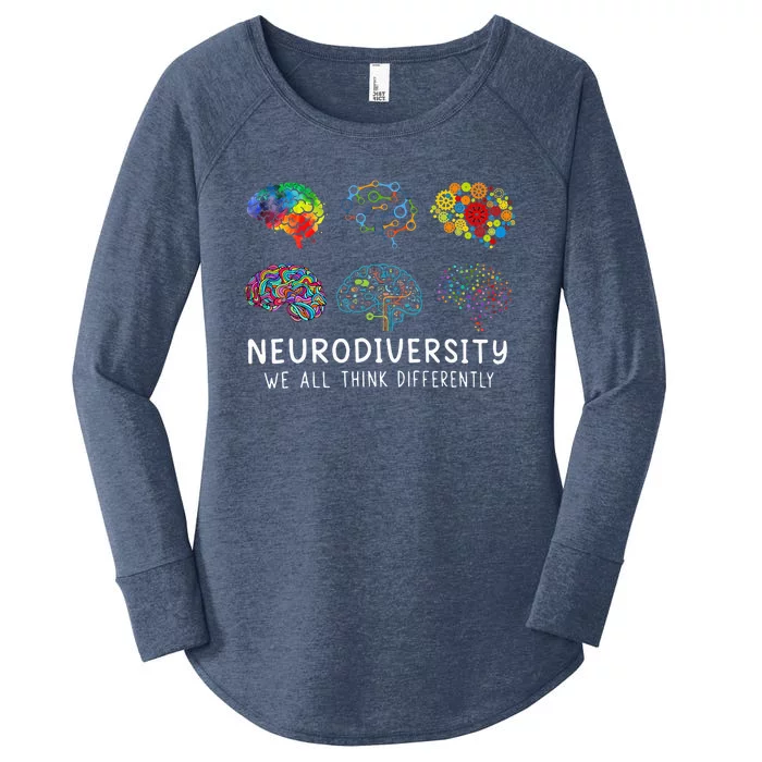 We All Think Differently Brain Autism Neurodiversity Women's Perfect Tri Tunic Long Sleeve Shirt