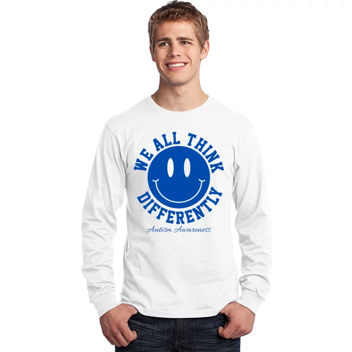 We All Think Differently Autism Awareness Smile Face Long Sleeve Shirt