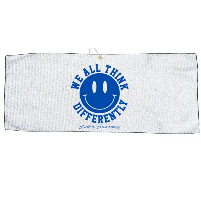 We All Think Differently Autism Awareness Smile Face Large Microfiber Waffle Golf Towel