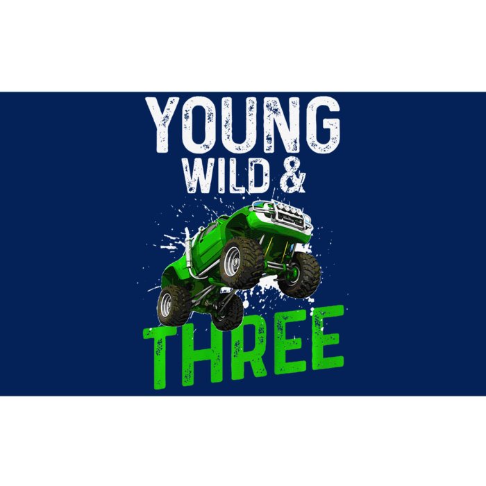 Wild And Three Monster Truck Theme Birthday 3 Years Bumper Sticker