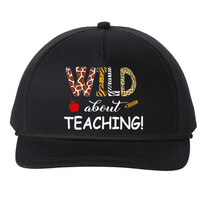 Wild About Teaching Zebra Leopard Print School Teacher Snapback Five-Panel Rope Hat