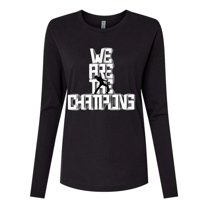 We Are The Champions Vintage Music Fan Retro Band Design Womens Cotton Relaxed Long Sleeve T-Shirt