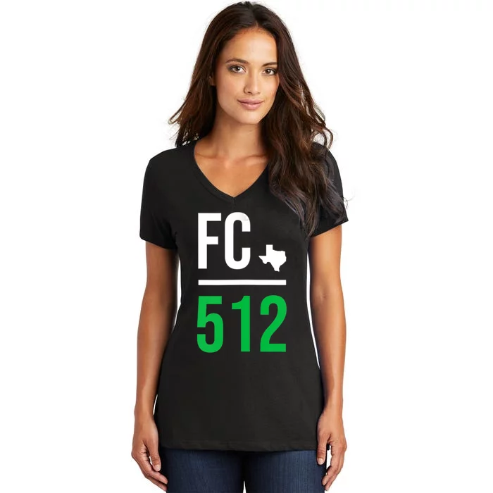 Womens Austin Texas Soccer 512 Futbol Fan Match Day Badge Women's V-Neck T-Shirt