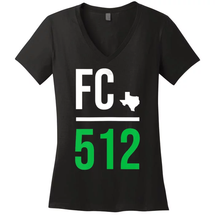 Womens Austin Texas Soccer 512 Futbol Fan Match Day Badge Women's V-Neck T-Shirt