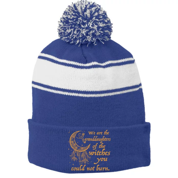 We Are The Granddaughters Of The Witches You Couldn't Burn Gift Stripe Pom Pom Beanie