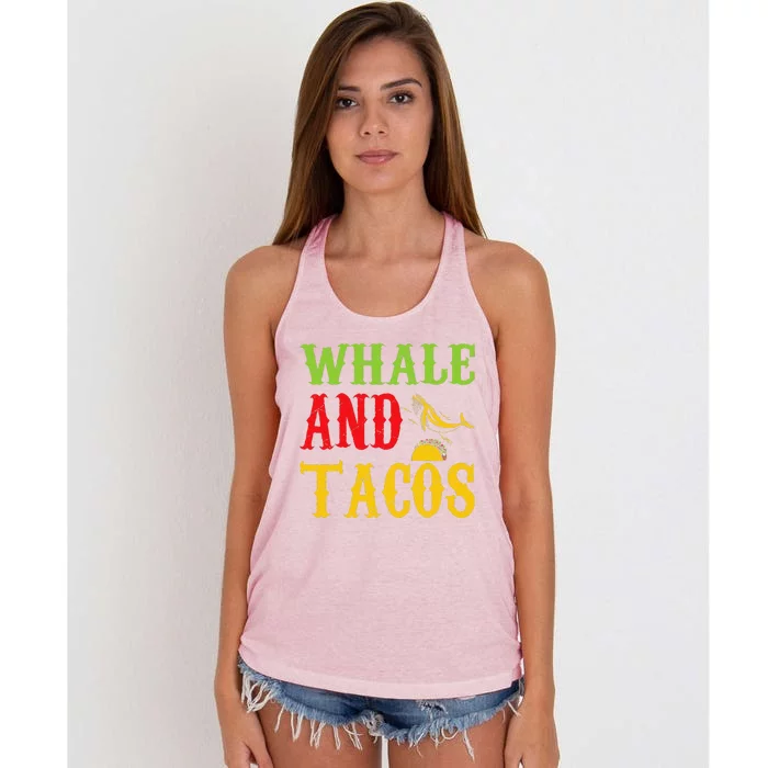 Whale And Tacos Pet Lovers Funny Women's Knotted Racerback Tank