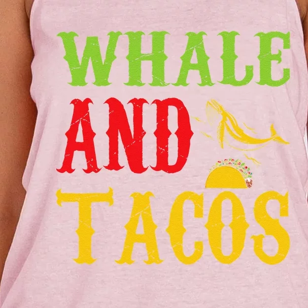 Whale And Tacos Pet Lovers Funny Women's Knotted Racerback Tank