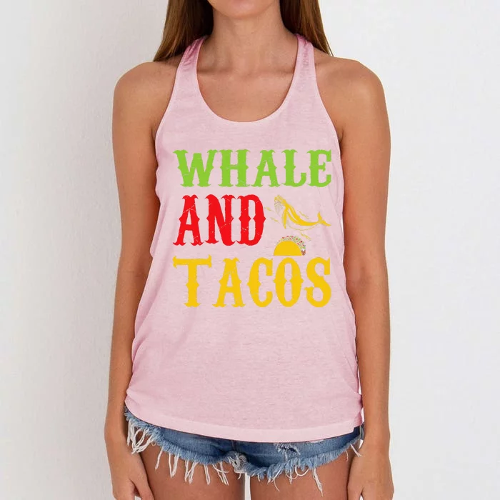 Whale And Tacos Pet Lovers Funny Women's Knotted Racerback Tank