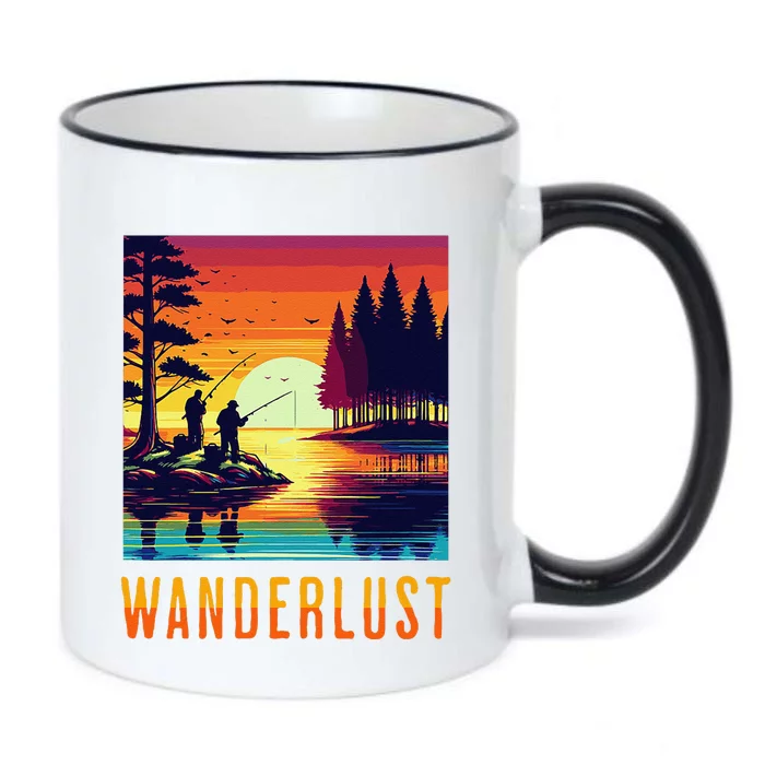 Wanderlust Adventure Tguys Fishing At Sunset Black Color Changing Mug