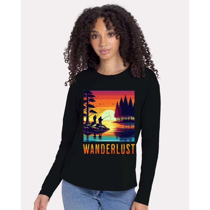 Wanderlust Adventure Tguys Fishing At Sunset Womens Cotton Relaxed Long Sleeve T-Shirt