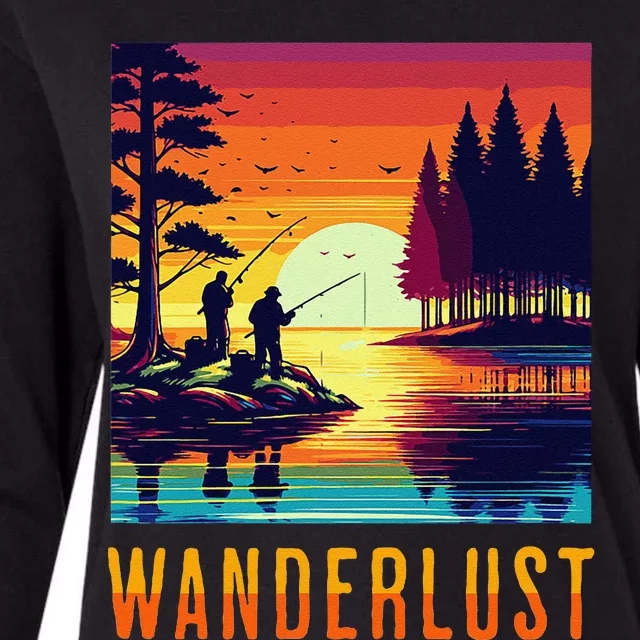 Wanderlust Adventure Tguys Fishing At Sunset Womens Cotton Relaxed Long Sleeve T-Shirt