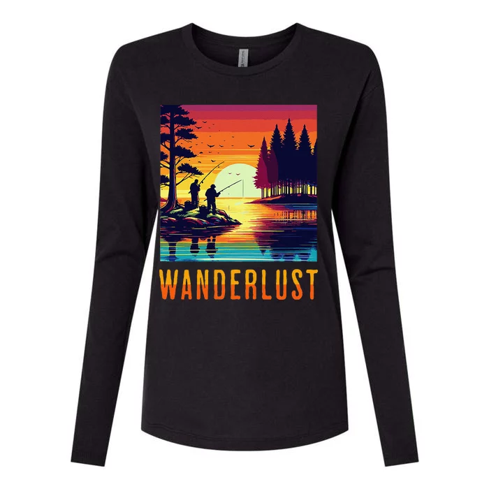 Wanderlust Adventure Tguys Fishing At Sunset Womens Cotton Relaxed Long Sleeve T-Shirt