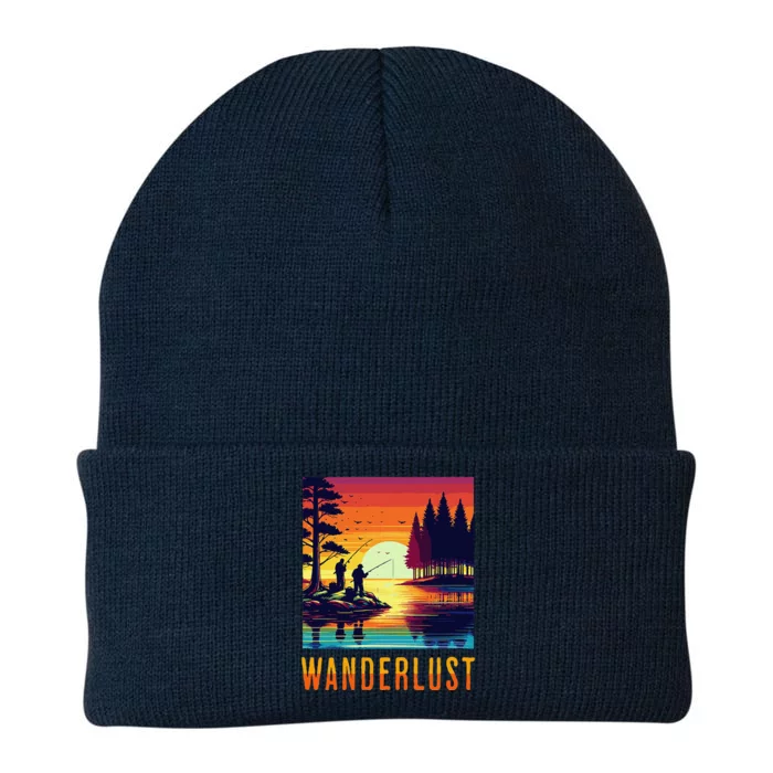 Wanderlust Adventure Tguys Fishing At Sunset Knit Cap Winter Beanie