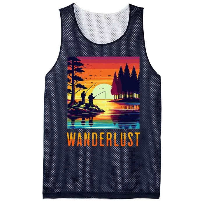 Wanderlust Adventure Tguys Fishing At Sunset Mesh Reversible Basketball Jersey Tank