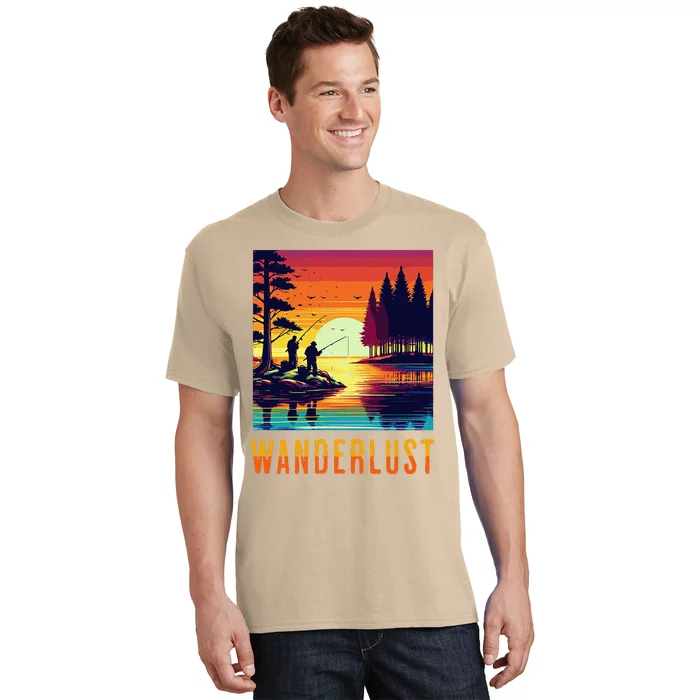 Wanderlust Adventure Tguys Fishing At Sunset T-Shirt