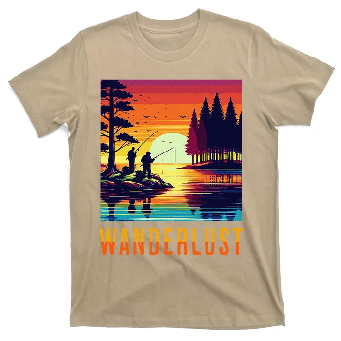 Wanderlust Adventure Tguys Fishing At Sunset T-Shirt