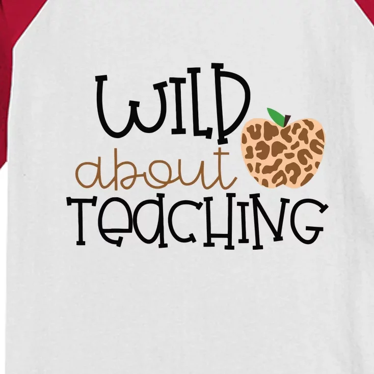 Wild About Teaching Leopard School Grade Teacher Gift Kids Colorblock Raglan Jersey