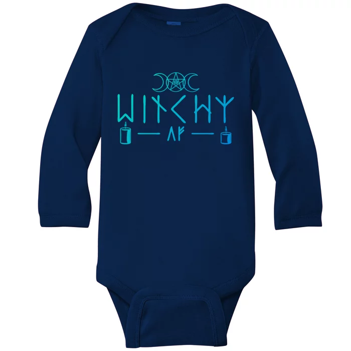 Witchy Af Three Moons Wicca Cool Gift Baby Long Sleeve Bodysuit