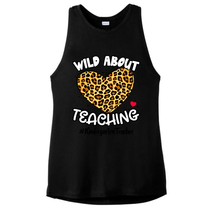 Wild About Teaching Kindergarten Teacher Squad Leopard Print Cute Gift Ladies Tri-Blend Wicking Tank