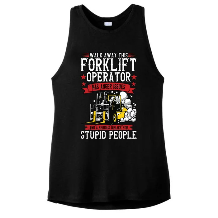 Walk Away This Forklift Operator Ladies Tri-Blend Wicking Tank