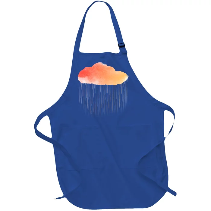 Water Color Cloud Rainy Day Full-Length Apron With Pocket