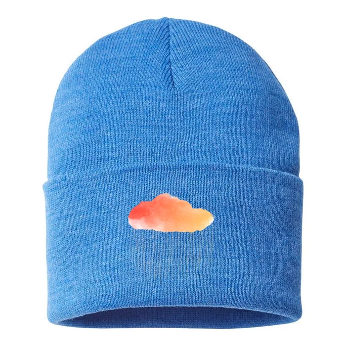 Water Color Cloud Rainy Day Sustainable Knit Beanie