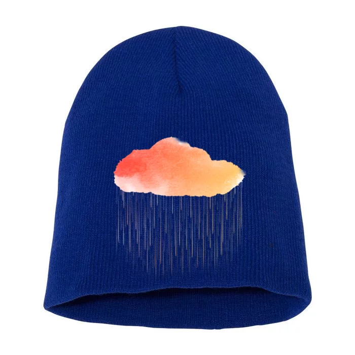 Water Color Cloud Rainy Day Short Acrylic Beanie