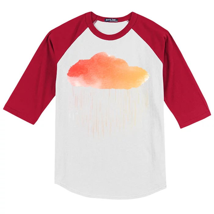 Water Color Cloud Rainy Day Kids Colorblock Raglan Jersey