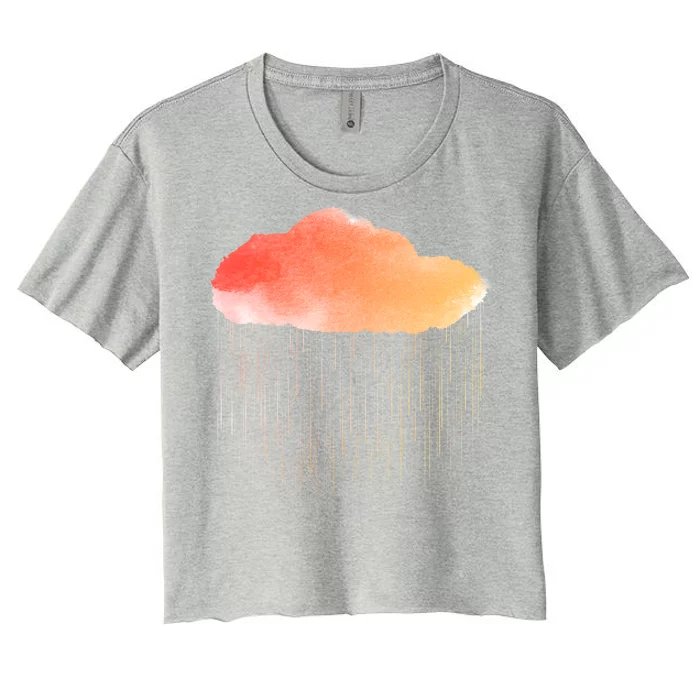 Water Color Cloud Rainy Day Women's Crop Top Tee