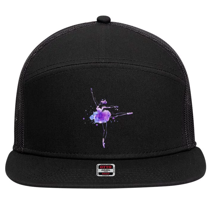 Watercolor Ballerina 7 Panel Mesh Trucker Snapback Hat