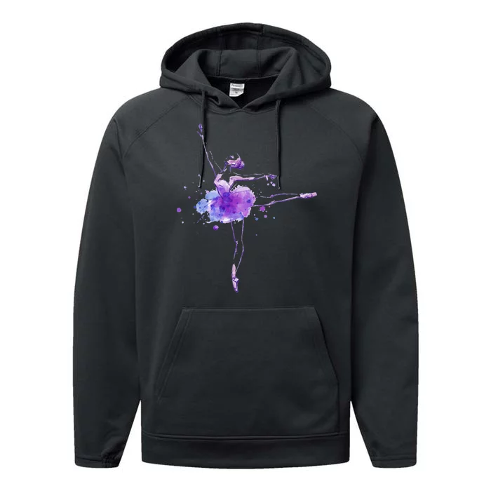 Watercolor Ballerina Performance Fleece Hoodie